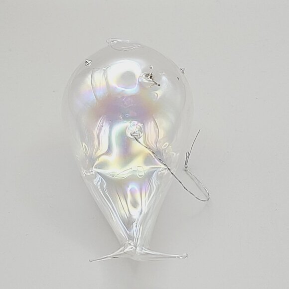 Silvestri Handblown Iridescent Glass Whale Ornament Christmas Holiday Mint - Picture 6 of 10